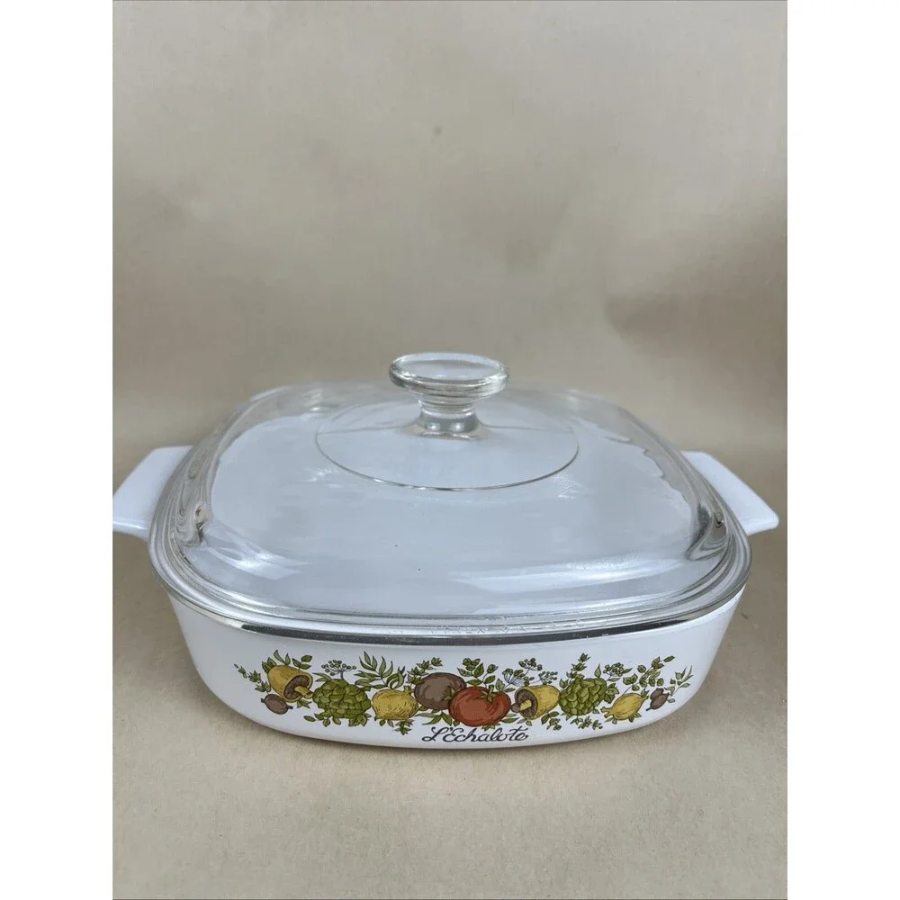 Vtg CorningWare L’ Echalote‎ Spice of Life A8B Casserole Dish w/Lid 1.4 Liter